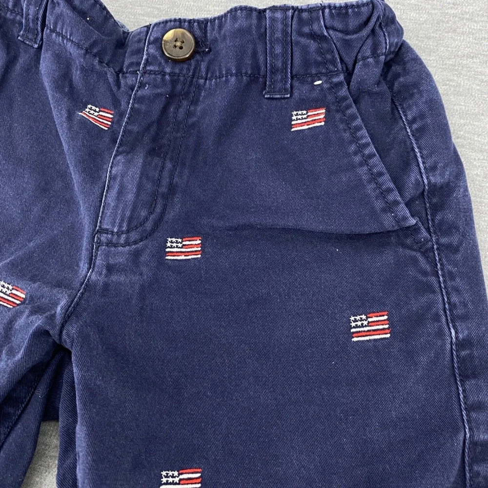 Gymboree Kids‎ Navy Blue American Flag Prep Fit Adjustable WaistShorts Size 6